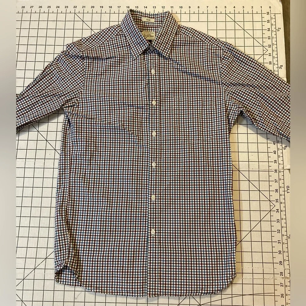 J. Crew Men’s Small Red/Blue Checkered Slim Fit Button‎ Down Shirt